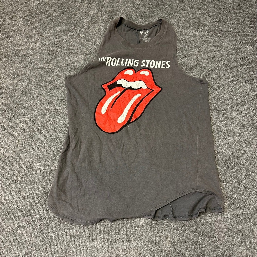 Bravado Tank Top Womens Size L Gray Rolling Stones Graphic Racerback Band Tee